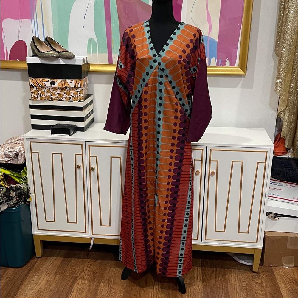 Elegant Multicolor V-Neck Dress